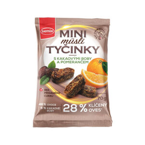 SEMIX Mini müsli bezlepkové tyčinky s kakaovými boby a pomerančem 70 g