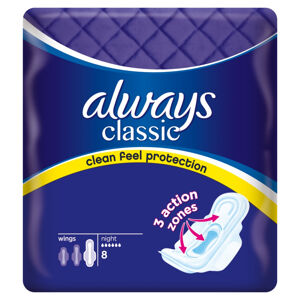 ALWAYS Classic Night Hygienické vložky s křidélky 8 ks