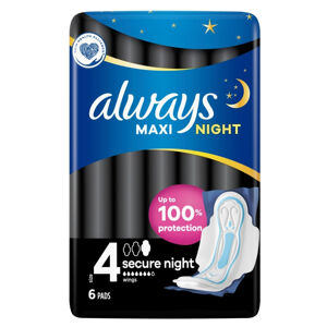 ALWAYS Maxi Secure Night Hygienické vložky s křidélky 6 ks