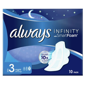 ALWAYS Infinity Night Hygienické vložky s křidélky 10 ks