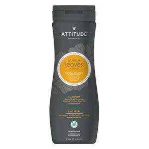 ATTITUDE Super leaves s detoxikačním účinkem normální vlasy přírodní pánský šampón & tělové mýdlo 2 v 1  473 ml
