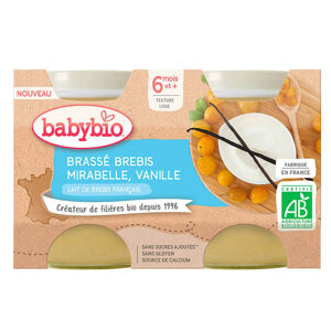 BABYBIO Brassé z ovčího mléka mirabelky vanilka 2 x 130 g