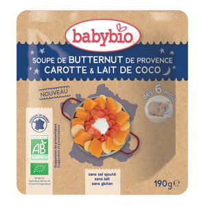 BABYBIO Polévka z máslové dýně s mrkví a kokosovým mlékem 190 g