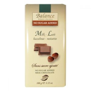 BALANCE Mléčná čokoláda s lískovými ořechy bez přidaného cukru 100 g