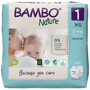 BAMBO Nature 1 Dětské plenkové kalhotky 2-4 kg 22 ks