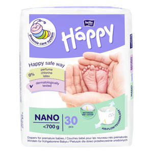 HAPPY Nano Dětské plenky do 700 g 30 ks