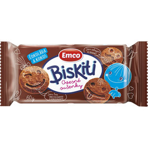 EMCO Biskiti ovesné sušenky Čokoláda a kokos 60 g