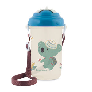CANPOL BABIES Cestovní sportovní láhev se slámkou a víčkem Koala modrá 400 ml