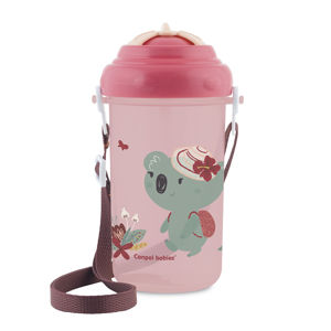 CANPOL BABIES Cestovní sportovní láhev se slámkou a víčkem Koala růžová 400 ml
