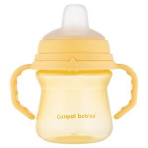 CANPOL BABIES Hrneček se silikonovým pítkem 6m+ žlutý 150 ml