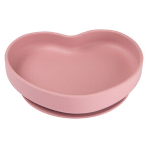 CANPOL BABIES Silikonový talíř s přísavkou srdce růžový