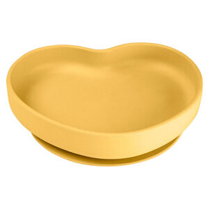CANPOL BABIES Silikonový talíř s přísavkou srdce žlutý