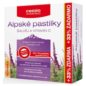 CEMIO Alpské pastilky šalvěj a vitamin C 30 + 10 pastilek ZDARMA, poškozený obal
