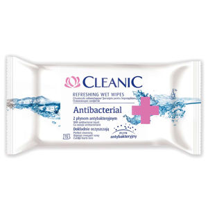 CLEANIC Antibacterial Vlhčené ubrousky 15 ks