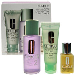 Clinique 3step Skin Care System2  50ml 50ml Liquid Facial Soap Mild + 100ml Clarifying