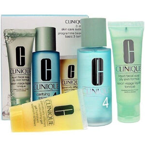 CLINIQUE 3step Skin Care System 4 50 ml Liquid Facial Soap + 100 ml Clarifying + 30 ml Dramatically