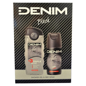 DENIM Black Sprchový gel pro muže 250 ml + Deodorant sprej 150 ml Dárkové balení, poškozený obal