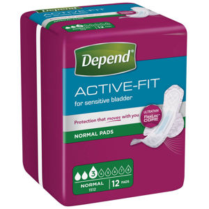 DEPEND Active-Fit normal inkontinenční vložky 3 kapky 12 kusů