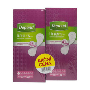 DEPEND Ultra mini liners inkontinenční vložky DUOPACK 2 x 22 kusů