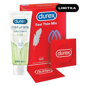 DUREX Feel thin mix 40 kusů + Naturals pure intimní gel 100 ml ZDARMA
