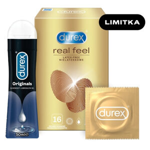 DUREX Real feel 16 kusů + Originals silicone gel 50 ml ZDARMA