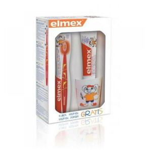 ELMEX dětská zubní pasta 50 ml + kartáček 3 - 6 let + kelímek