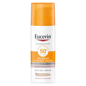 EUCERIN Sun Pigment Control Tinted Emulze na opalování na obličej SPF50+ tmavá 50 ml, poškozený obal