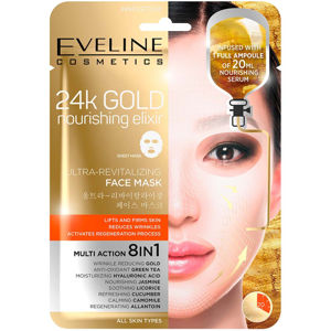 EVELINE 24k Gold Ultra oživující vyživující pleťová textilní maska s 24k zlatem 20 ml