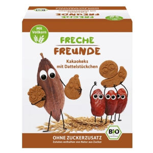 FRECHE FREUNDE Bio kakaové sušenky s kousky datlí 12m+ 125 g