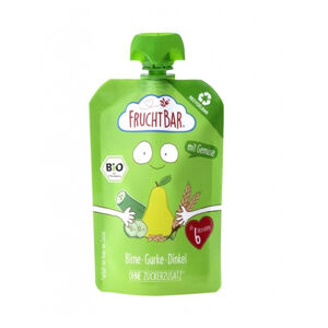 FRUCHTBAR 100% Recyklovatelná BIO ovocná kapsička s hruškou, okurkou a špaldovou moukou 6m+ 100 g