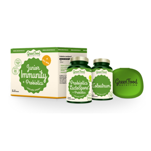 GREENFOOD NUTRITION Junior Immunity&prebiotics Colostrum 60 kapslí a Probiotika 60 kapslí + PILLBOX