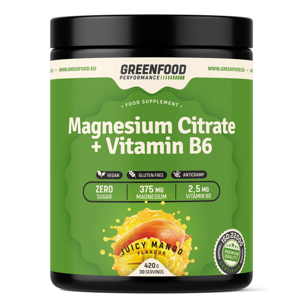 GREENFOOD NUTRITION Performance magnesium citrate + vitamin B6 šťavnaté mango 420 g