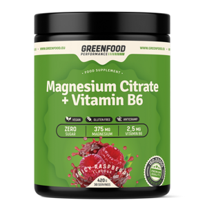 GREENFOOD NUTRITION Performance magnesium citrate + vitamin B6 šťavnatá malina 420 g