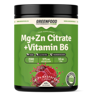GREENFOOD NUTRITION Performance Mg + Zn citrate + vitamin B6 šťavnatá malina 420 g