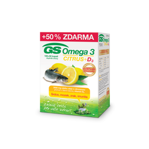 GS Omega 3 Citrus + D3 100 + 50 kapslí ZDARMA, poškozený obal