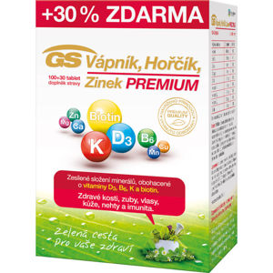 GS Vápník Hořčík Zinek PREMIUM s vitaminem D 100+30 tablet ZDARMA, poškozený obal