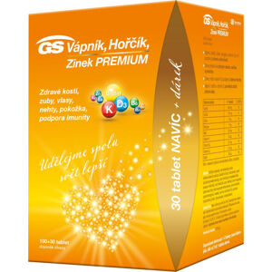 GS Vápník, hořčík, zinek premium s vitaminem D3 100 + 30 tablet ZDARMA