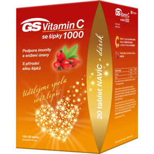 GS Vitamin C 1000 + šípky 120 tablet + ZDARMA, poškozený obal
