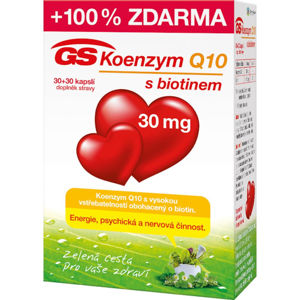 GS Koenzym Q10 s biotinem 30 mg 30 + 30 kapslí ZDARMA