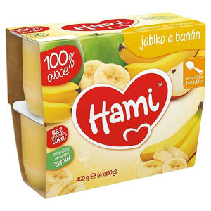 HAMI První lžička 100% ovoce Jablko a banán od 4.měsíce 4 x100 g