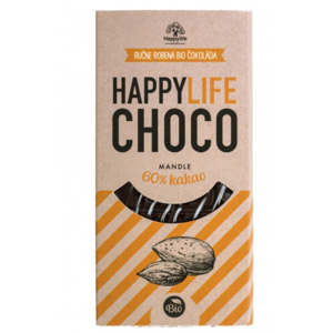 HAPPYLIFE Choco čokoláda 60% hořká s mandlemi 70 g BIO