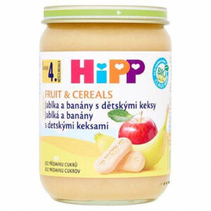 HiPP Ovocná kaše s celozrnnými obilovinami Jablka a banány s keksy 190 g