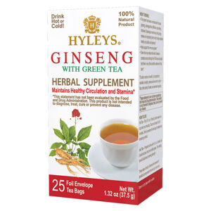HYLEYS Ginseng with green tea herbal supplement zelený čaj přebal 25 sáčků