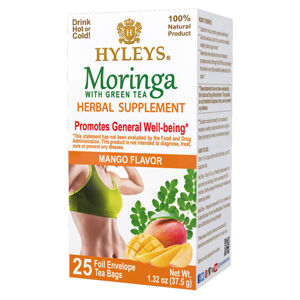HYLEYS Moringa with green tea herbal supplement mango přebal 25 sáčků