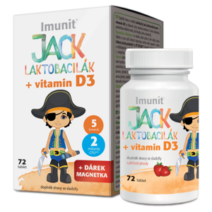 IMUNIT Laktobacily Jack Laktobacilák + vitamín D3 72 tablet, poškozený obal