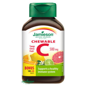 JAMIESON Vitamín C 500 mg citrusové ovoce 120 žvýkacích tablet, poškozený obal