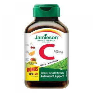 JAMIESON Vitamín C 500mg mix tří ovocných příchutí 120 tablet