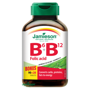 JAMIESON Vitamíny B6+B12+kyselina listová 110 tablet, poškozený obal
