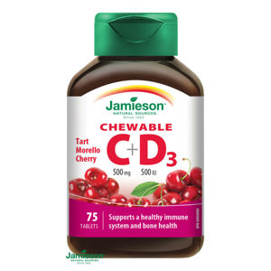 JAMIESON Vitamíny C+D3 třešeň 75 žvýkacích tablet