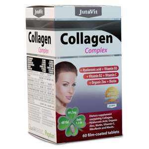 JUTAVIT Kolagen komplex + kyselina hyaluronová, vitamíny B3, B2, C + organický zinek a biotin 60 tablet